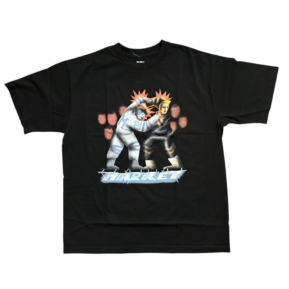 Market Studios Put‎ the Gloves Down Black Cotton Short Sleeve Shirt Size L
